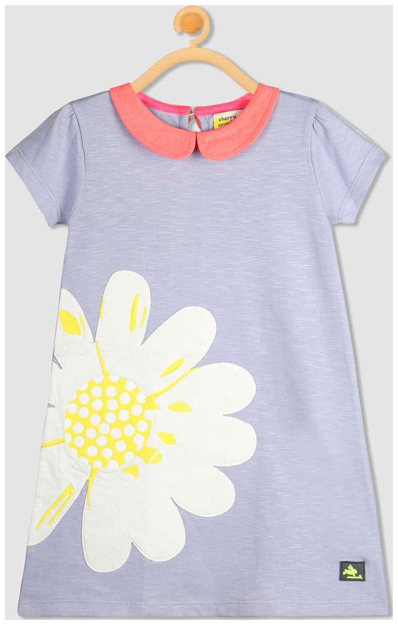

Cherry Crumble By Nitt Hyman Blue Cotton Short Sleeves Knee Length Collar Frock ( Pack of 1 )
