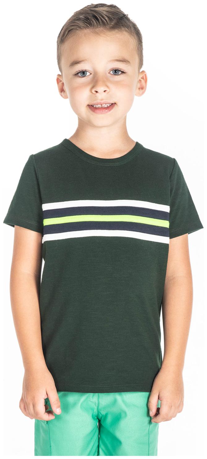 

Cherry Crumble By Nitt Hyman Boy Cotton Striped T-shirt - Green