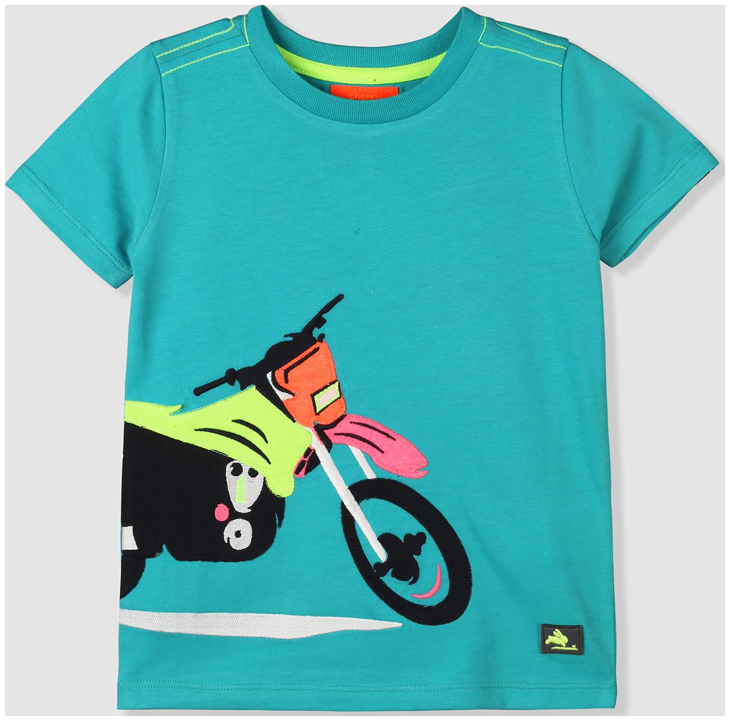 

Cherry Crumble By Nitt Hyman Cotton Solid T shirt for Baby Boy - Blue