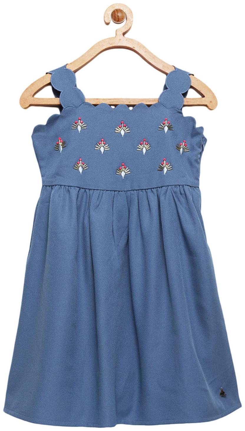 

Cherry Crumble By Nitt Hyman Blue Poly Cotton Sleeveless Knee Length Princess Frock ( Pack of 1 )