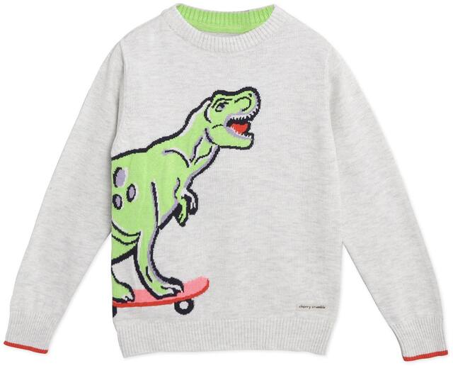 Cherry Crumble By Nitt Hyman Boy Cotton blend Solid Sweater - Grey & Green