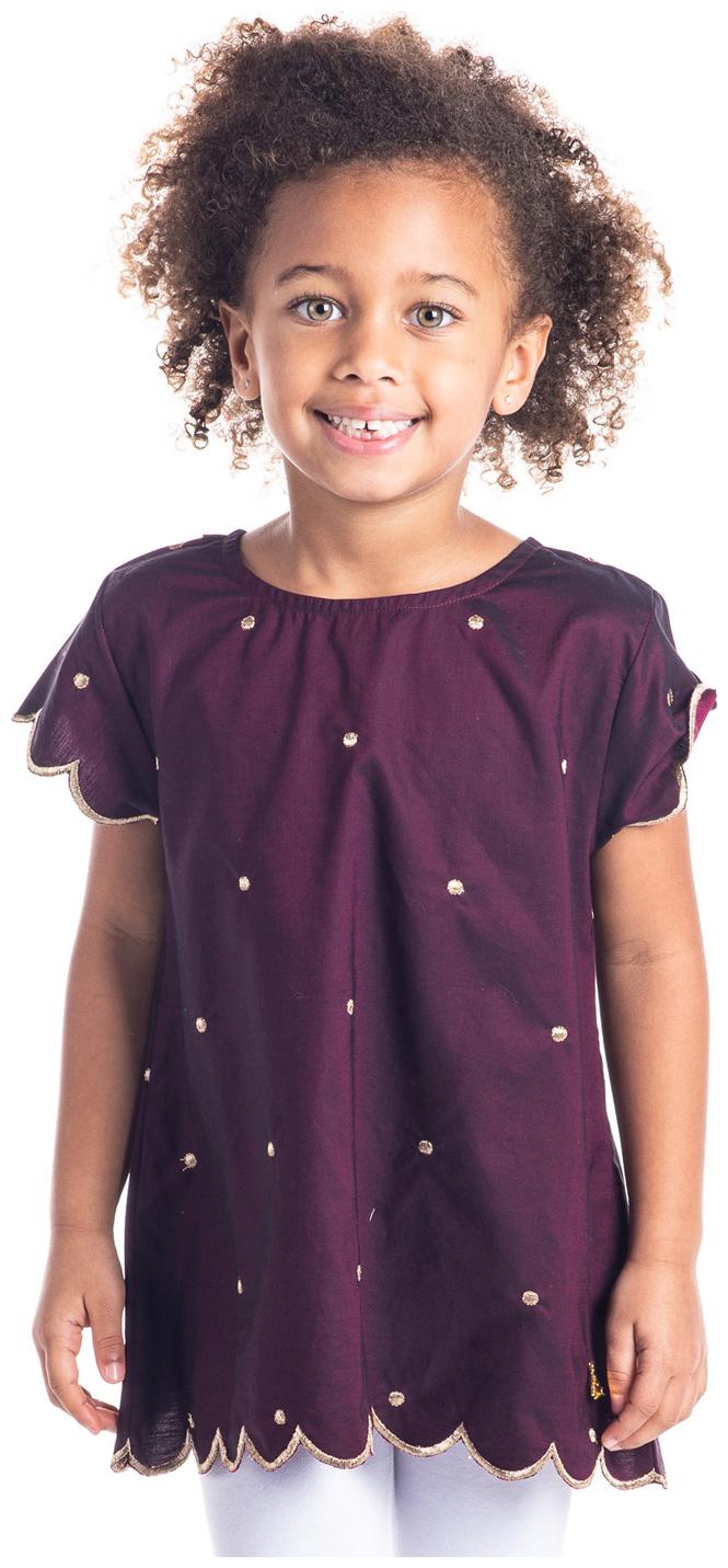 

Cherry Crumble By Nitt Hyman Cotton Embellished Top for Baby Girl - Purple