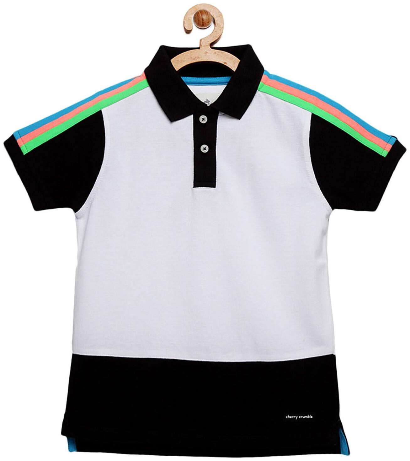 

Cherry Crumble By Nitt Hyman Boy Poly cotton Colorblocked T-shirt - White Black