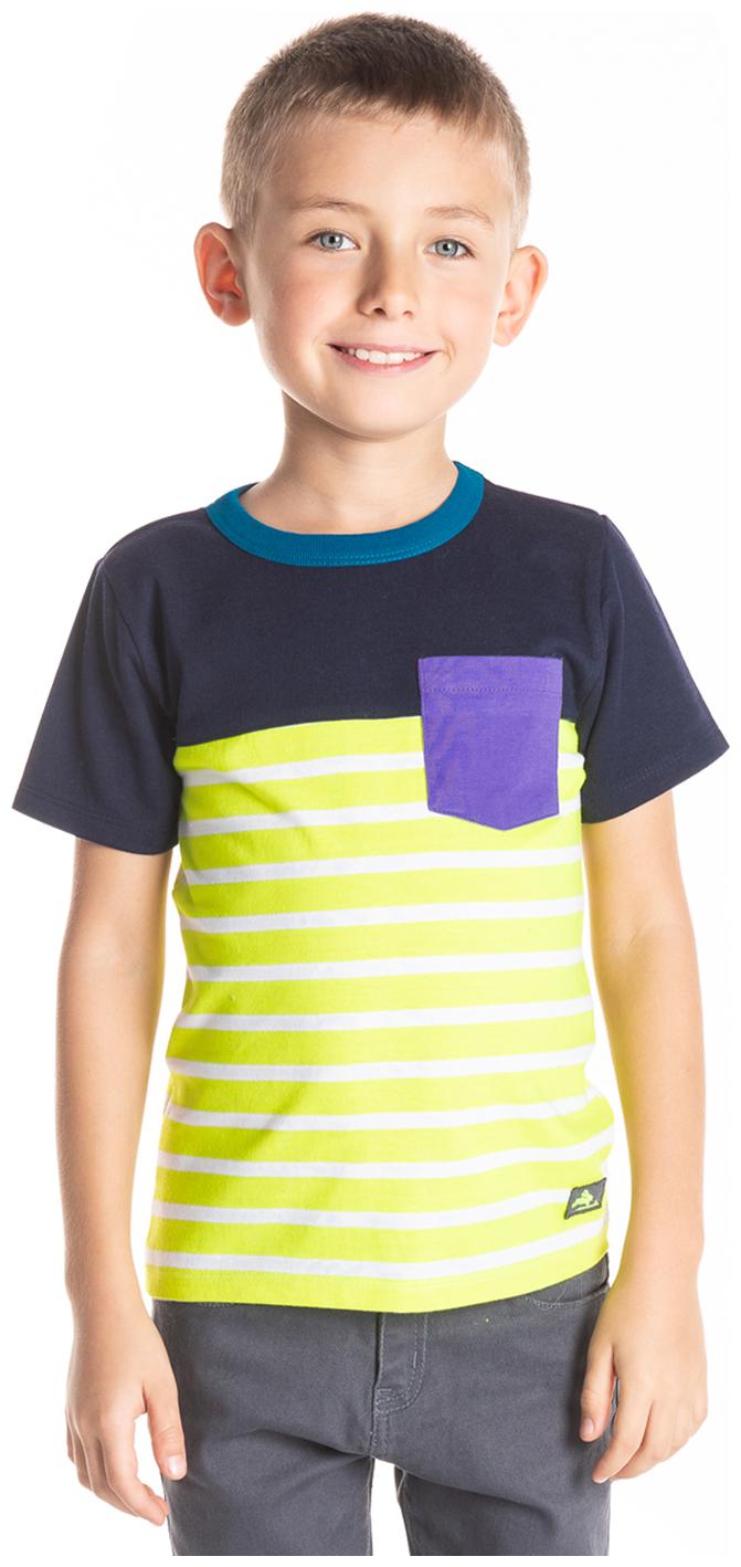 

Cherry Crumble By Nitt Hyman Boy Cotton Colorblocked T-shirt - Blue Yellow