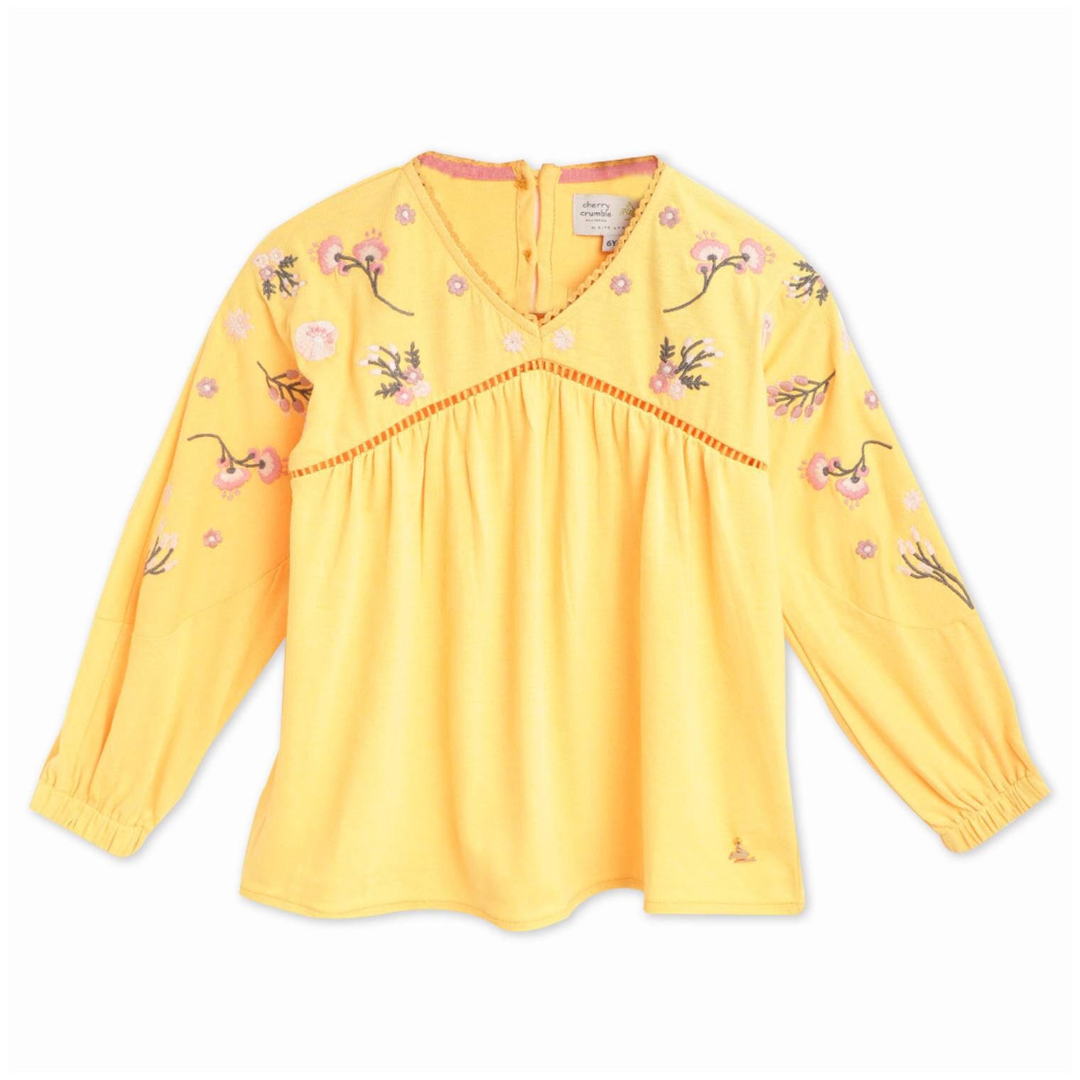 

Cherry Crumble By Nitt Hyman Girl Cotton Floral Top - Yellow
