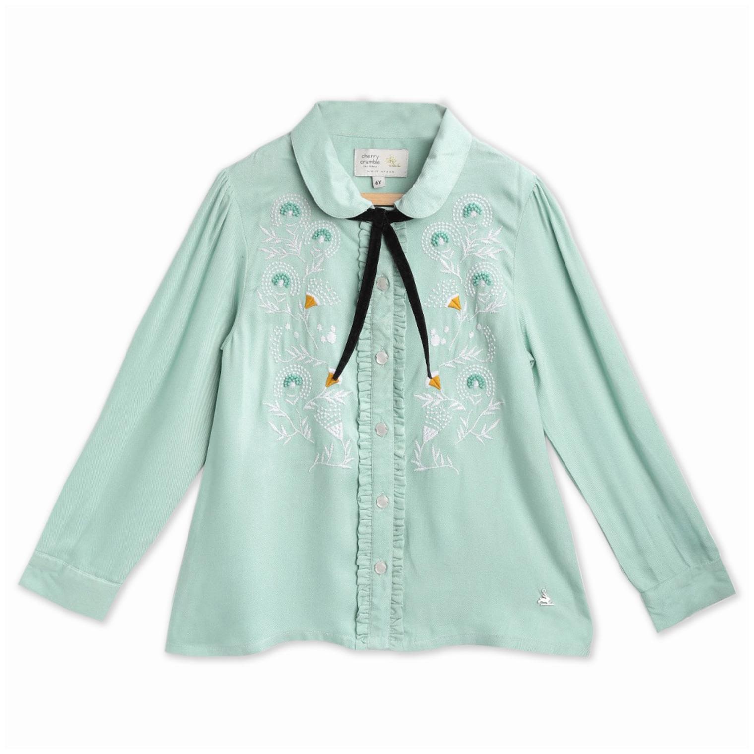 

Cherry Crumble By Nitt Hyman Girl Cotton Floral Top - Green