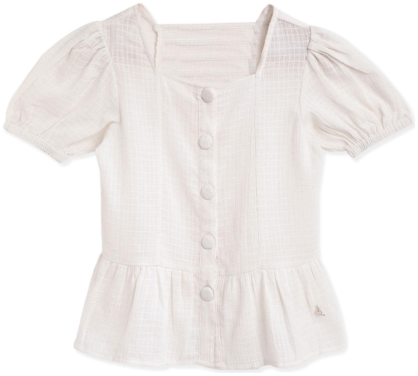 

Cherry Crumble By Nitt Hyman Girl Cotton Solid Top - White