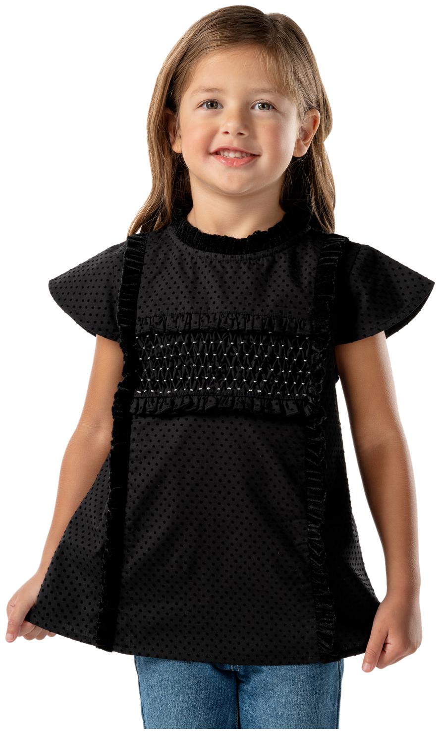 

Cherry Crumble By Nitt Hyman Girl Cotton Self design Top - Black