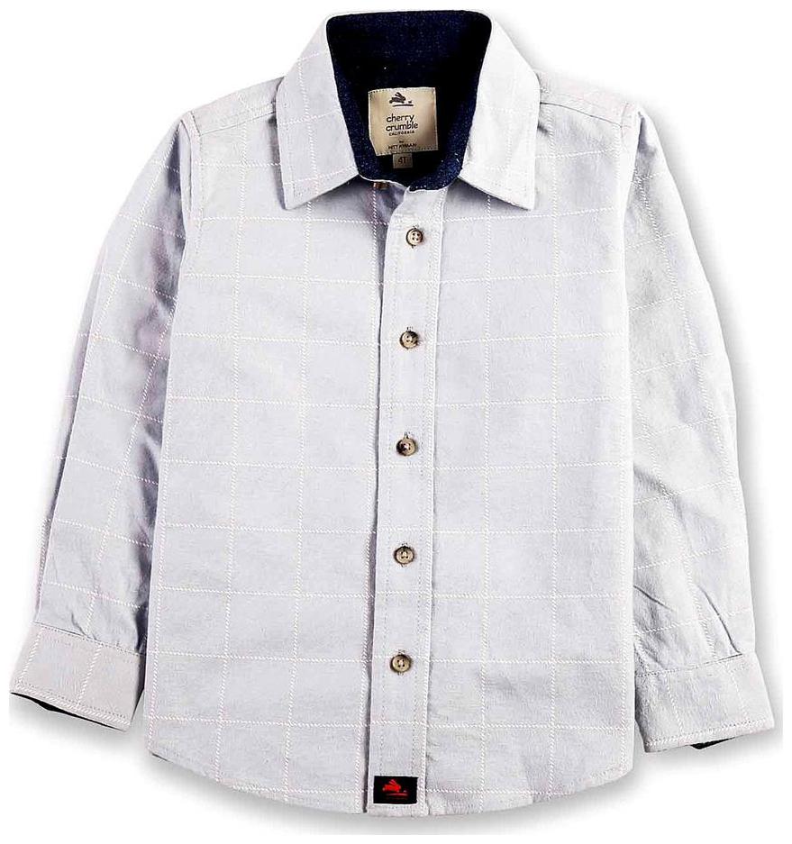 

Cherry Crumble By Nitt Hyman Cotton Solid Shirt for Baby Boy - Grey