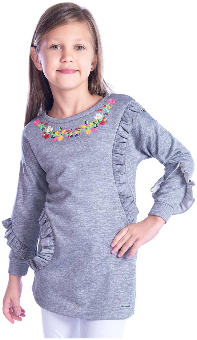 Cherry Crumble By Nitt Hyman Girl Polyester Printed Sweatshirt - Grey