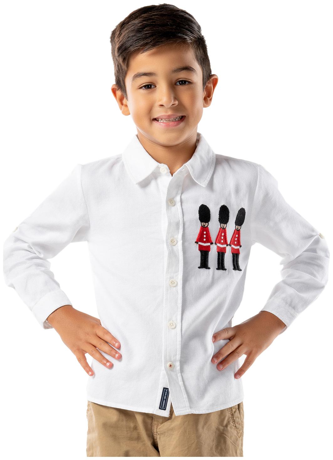 

Cherry Crumble By Nitt Hyman Boy Cotton Solid Shirt White