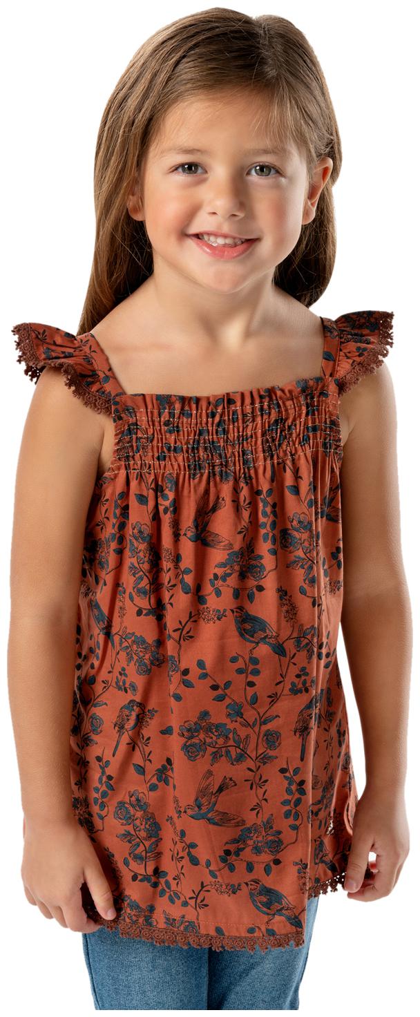 

Cherry Crumble By Nitt Hyman Girl Cotton Floral Top - Brown
