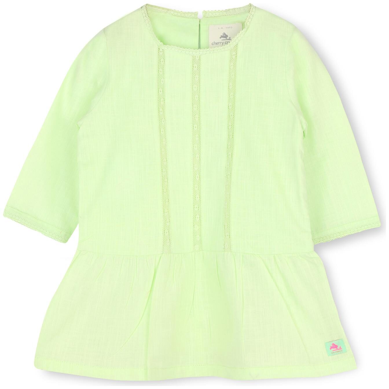 

Cherry Crumble By Nitt Hyman Green Cotton 3 4th Sleeves Above Knee Princess Frock ( Pack of 1 )