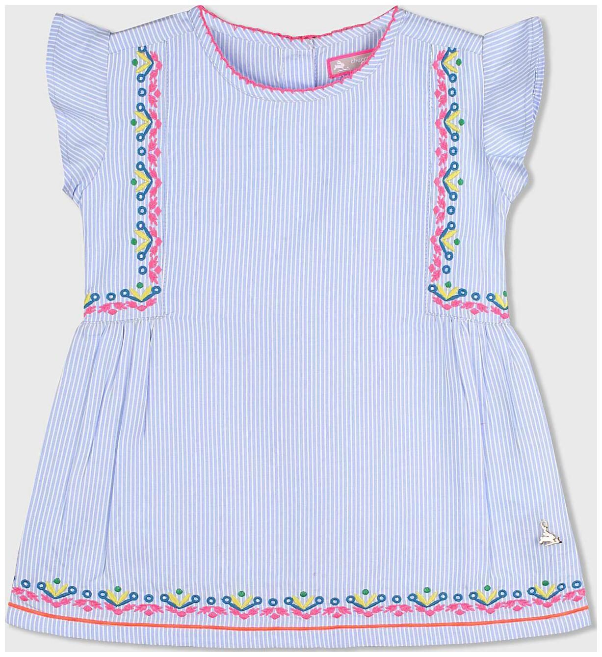 

Cherry Crumble By Nitt Hyman Girl Cotton Solid Top - Blue