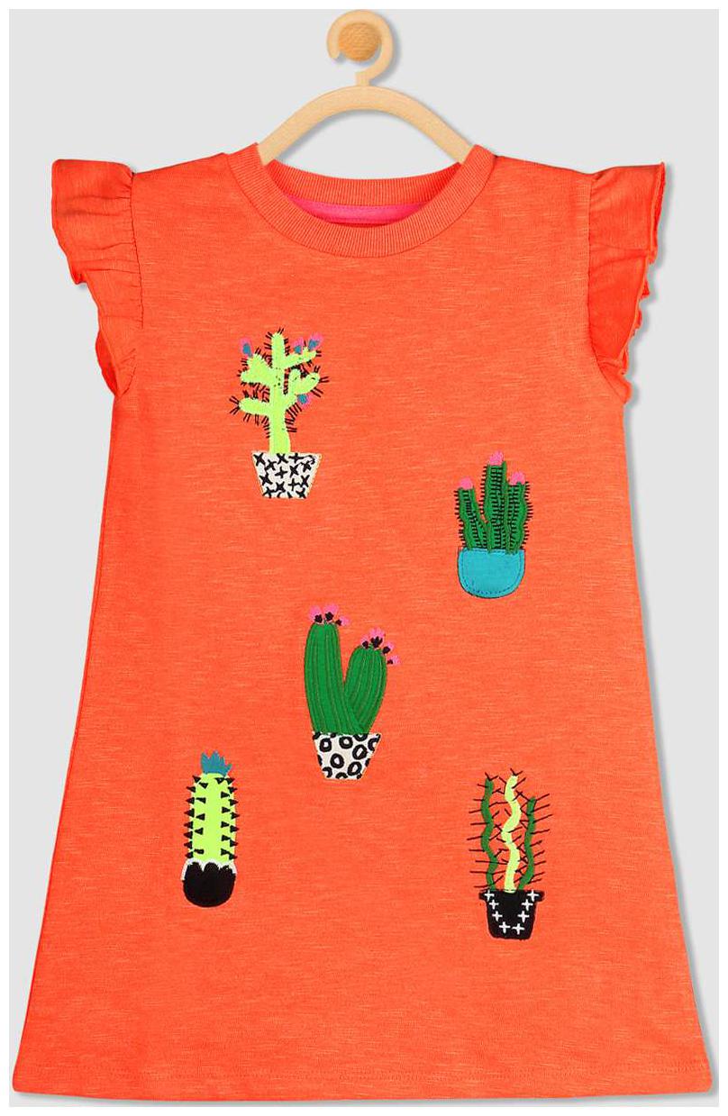 

Cherry Crumble By Nitt Hyman Baby girl Cotton Solid Collar frock - Orange