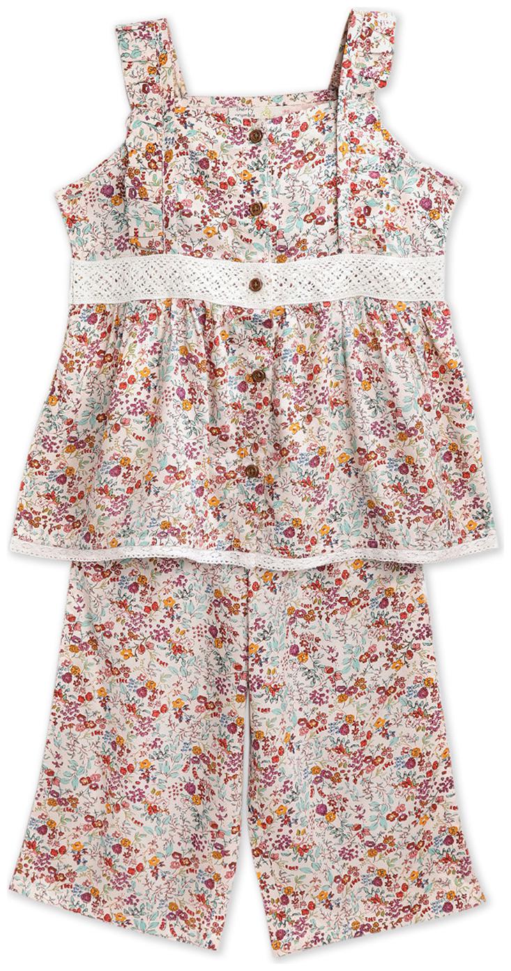 

Cherry Crumble By Nitt Hyman Baby girl Top bottom set - Multi