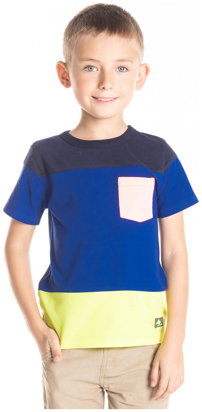 

Cherry Crumble By Nitt Hyman Boy Cotton Colorblocked T-shirt - Blue