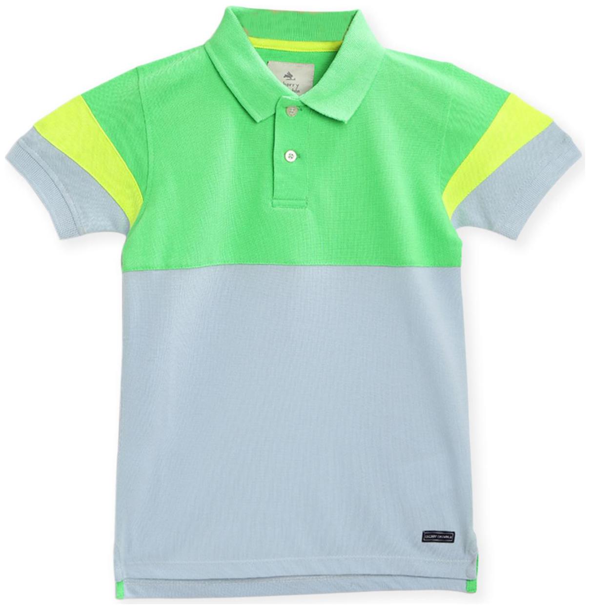 

Cherry Crumble By Nitt Hyman Boy Cotton blend Colorblocked T-shirt - Green Blue