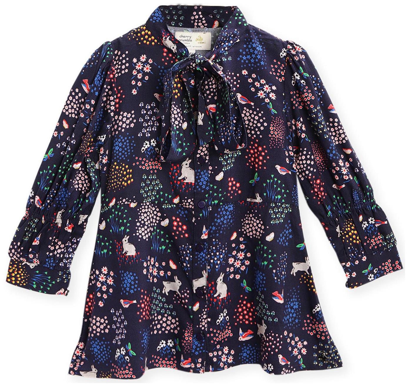 

Cherry Crumble By Nitt Hyman Cotton Floral Top for Baby Girl - Blue