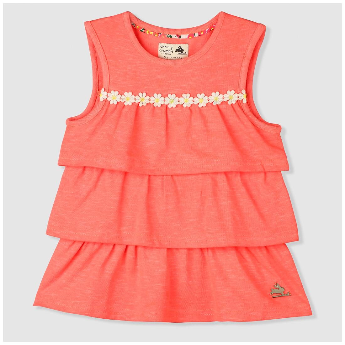 

Cherry Crumble By Nitt Hyman Baby girl Cotton Solid Frock with bloomer - Orange