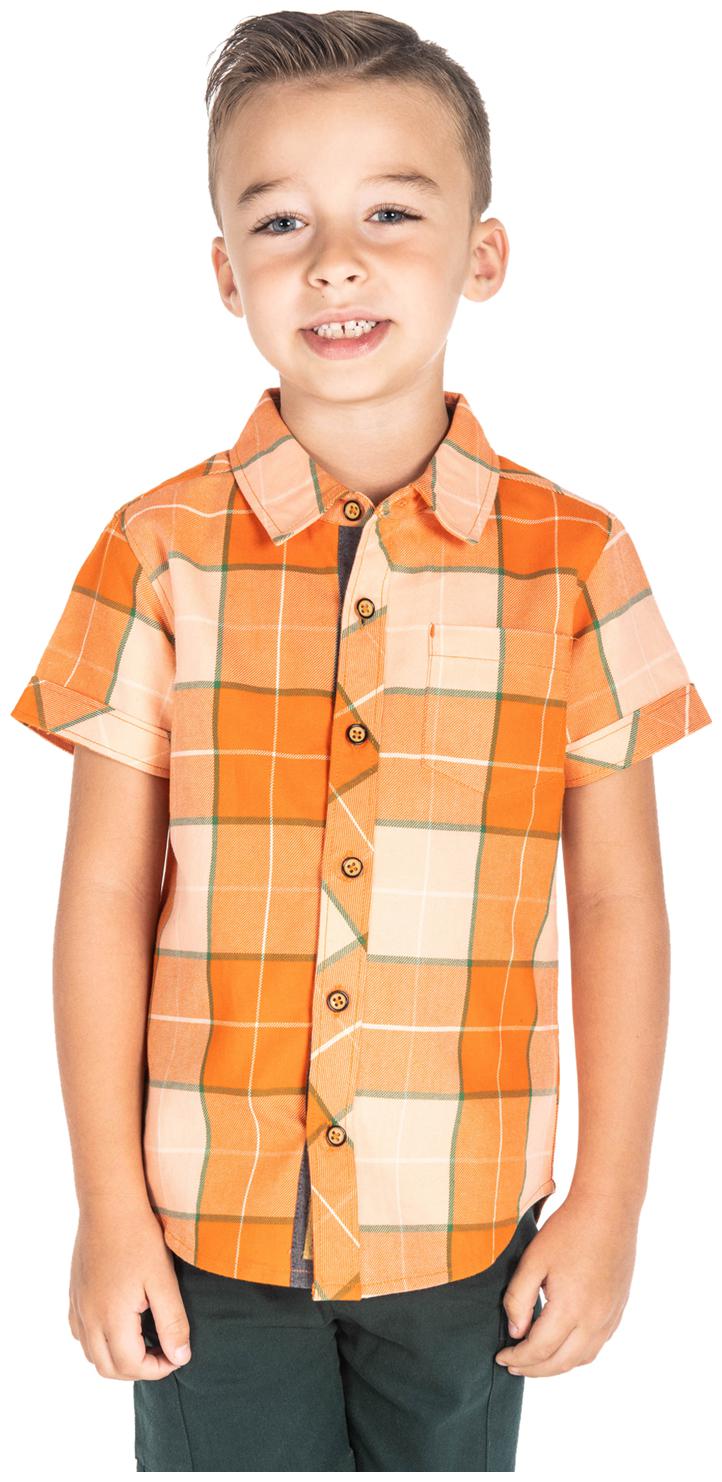 

Cherry Crumble By Nitt Hyman Boy Cotton Checked Shirt Orange