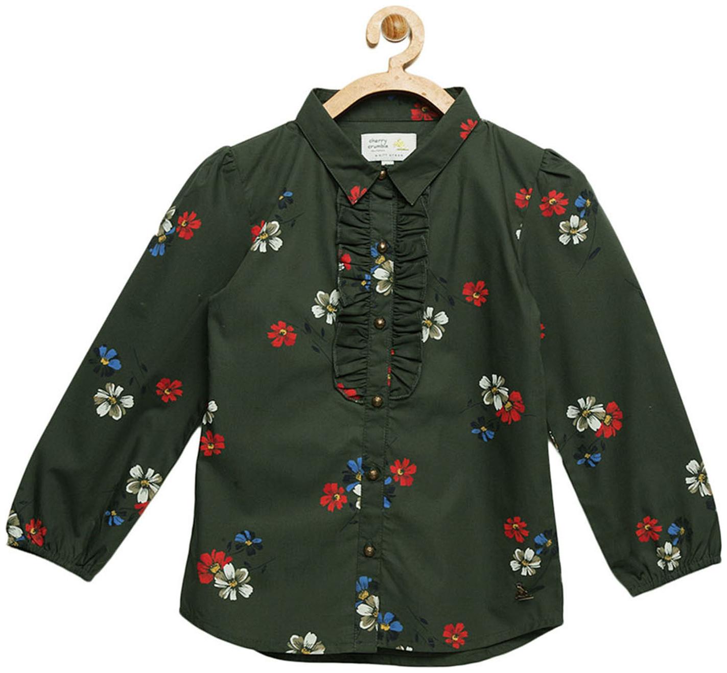 

Cherry Crumble By Nitt Hyman Girl Cotton Floral Top - Green
