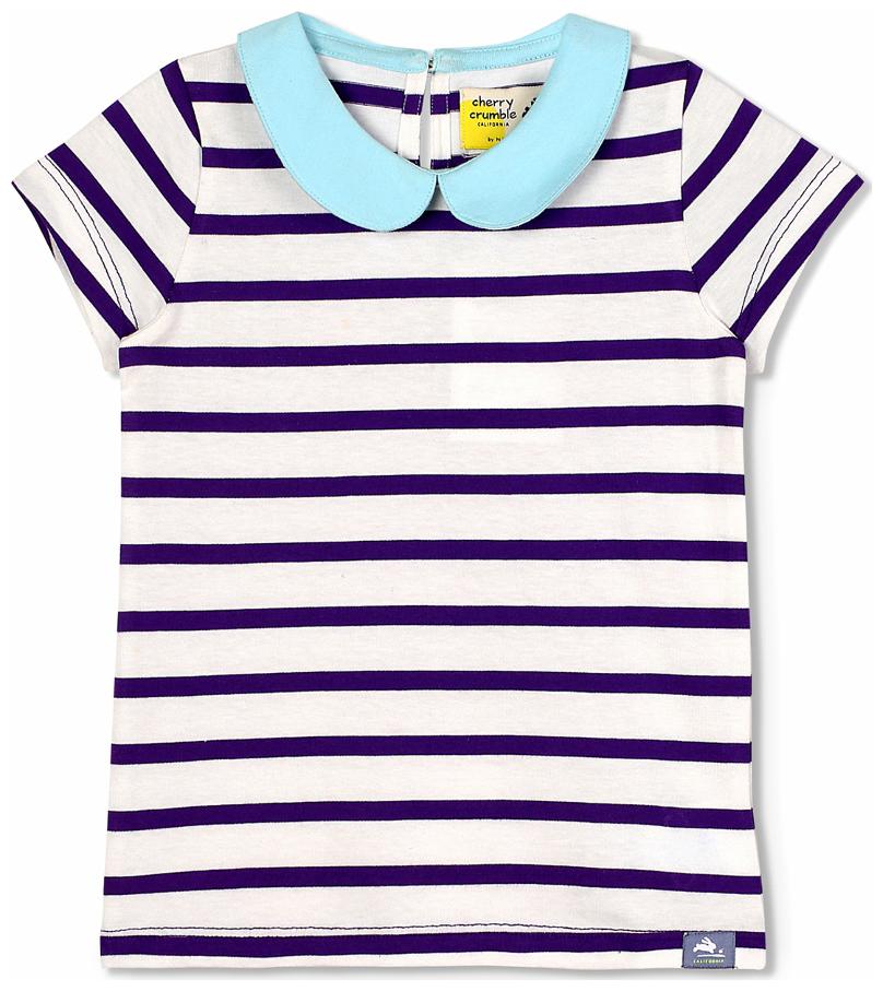 

Cherry Crumble Girl Cotton Striped Top - White