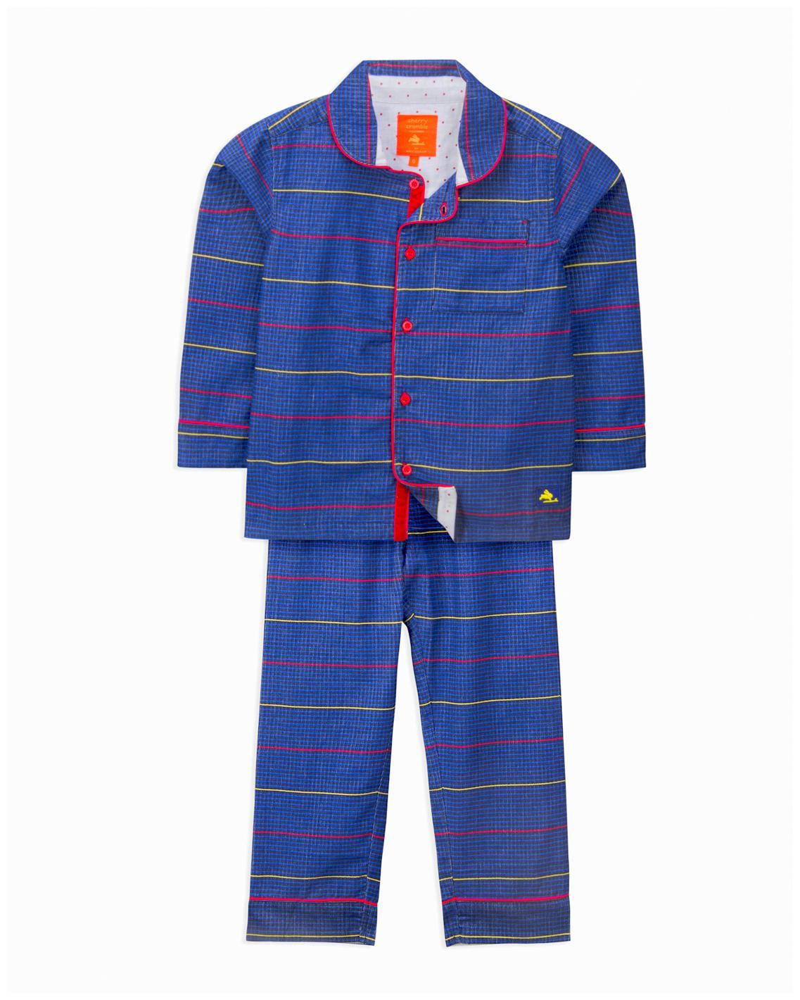 

Cherry Crumble By Nitt Hyman Bedtime Nightsuit Nightwear Set Blue