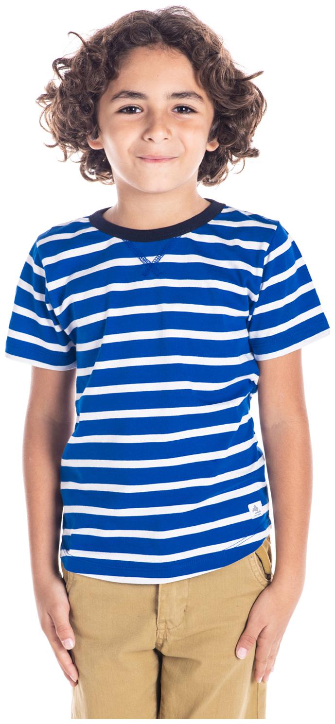 

Cherry Crumble By Nitt Hyman Boy Cotton Striped T-shirt - Blue