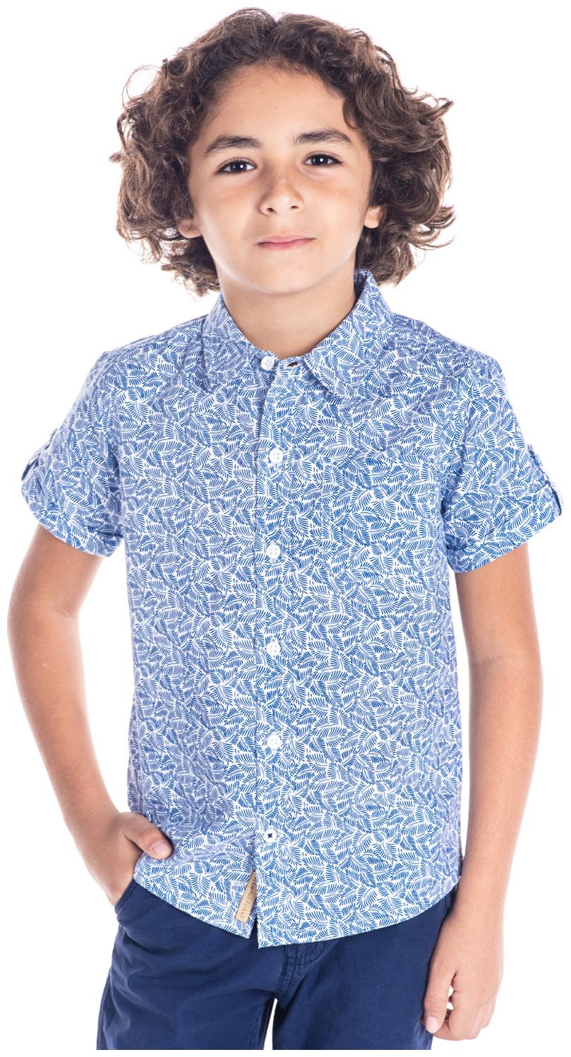 

Cherry Crumble By Nitt Hyman Boy Cotton Floral Shirt Blue