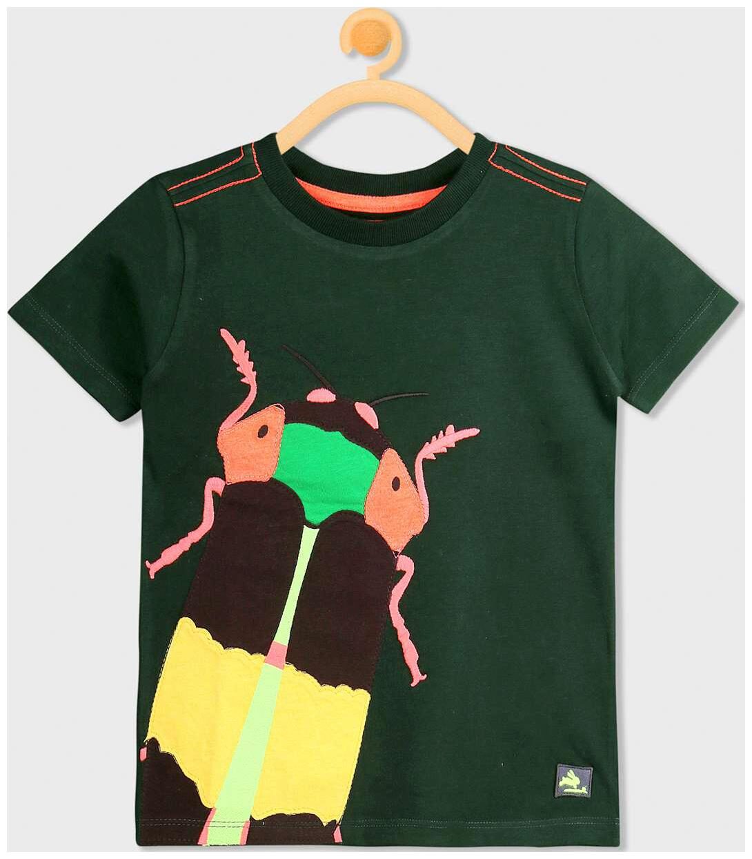 

Cherry Crumble By Nitt Hyman Cotton Solid T shirt for Baby Boy - Green