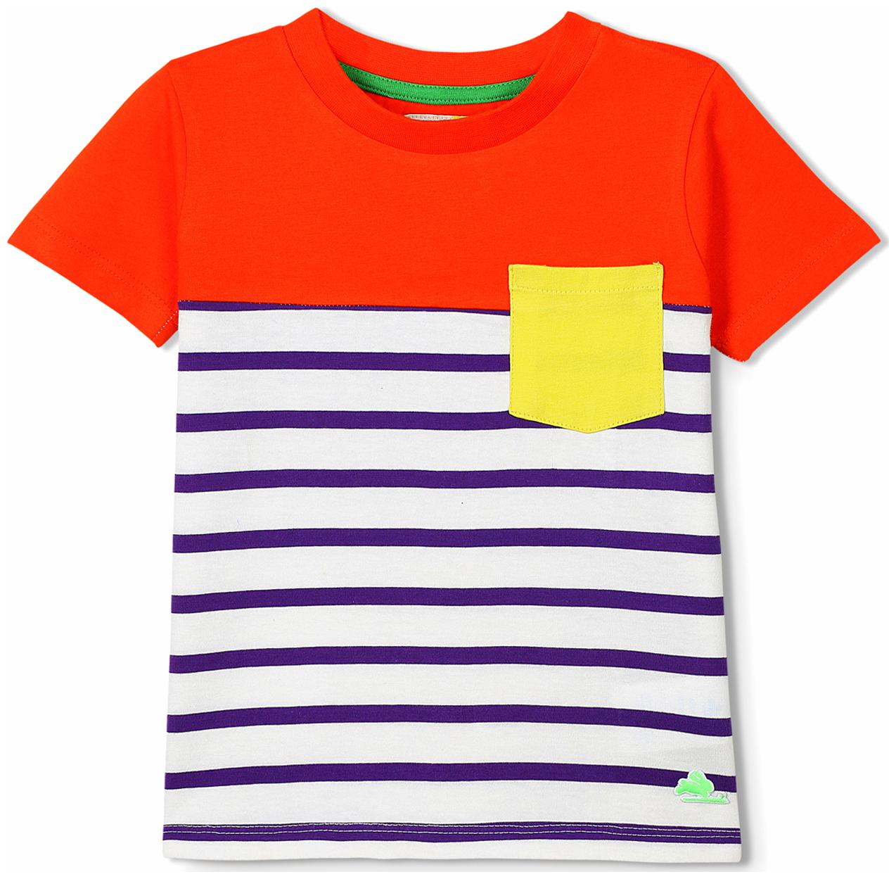

Cherry Crumble By Nitt Hyman Boy Cotton Striped T-shirt - Orange