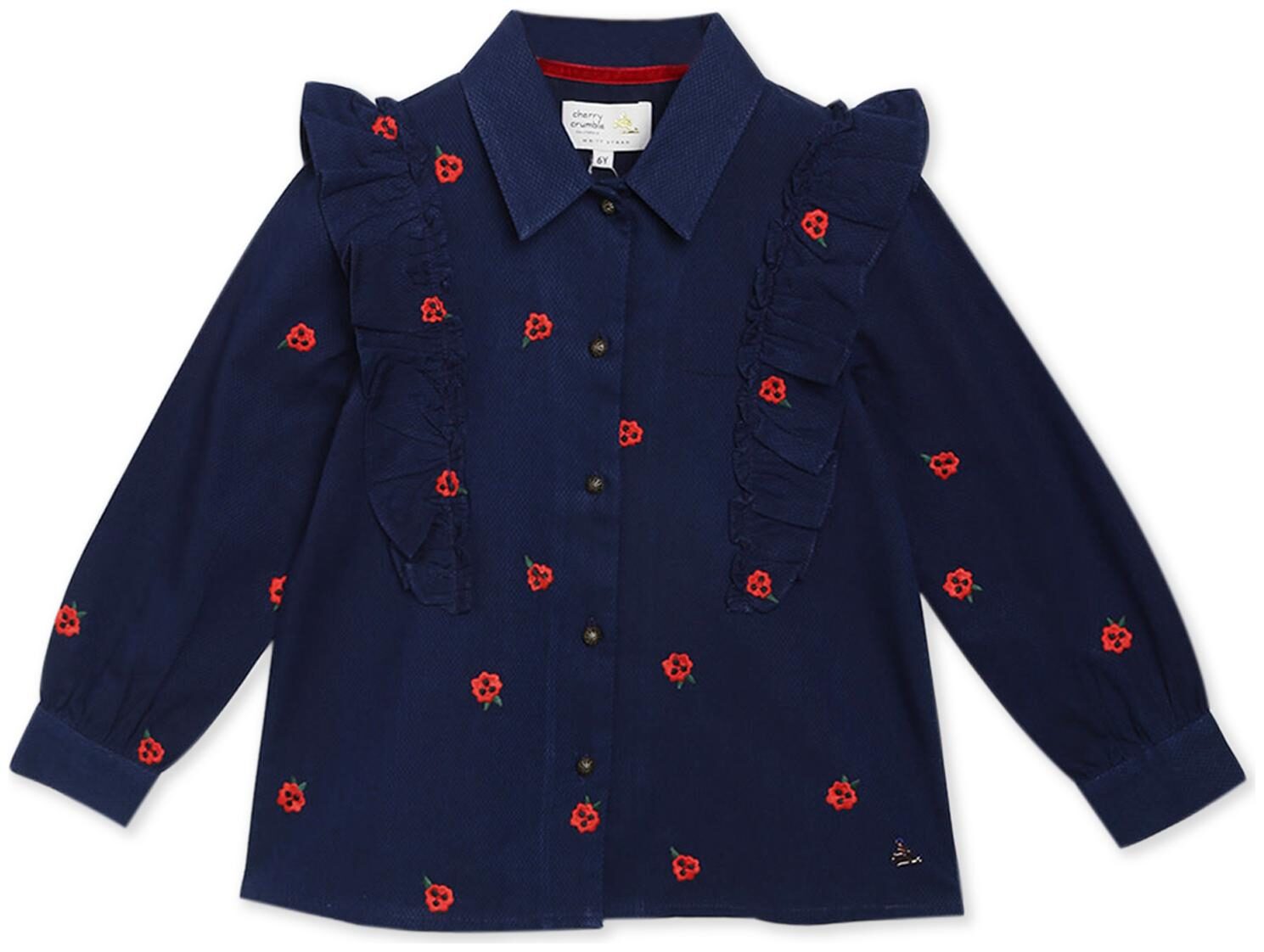 

Cherry Crumble By Nitt Hyman Cotton blend Floral Top for Baby Girl - Blue