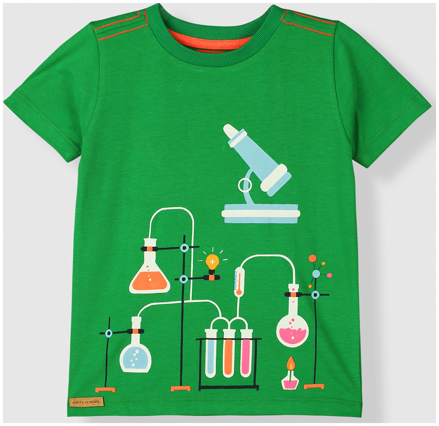 

Cherry Crumble By Nitt Hyman Cotton Solid T shirt for Baby Boy - Green