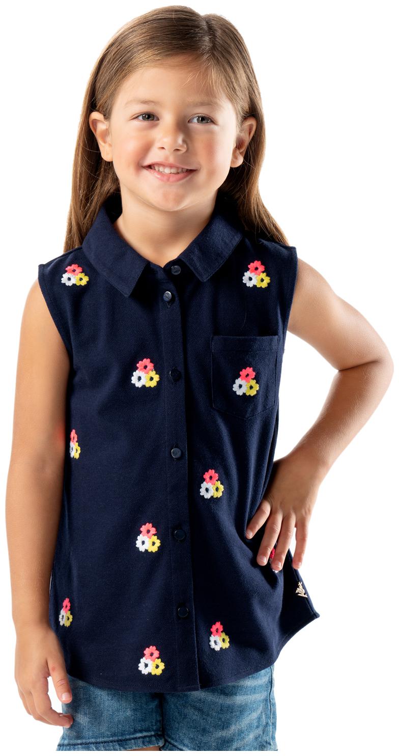 

Cherry Crumble By Nitt Hyman Girl Cotton Solid Top - Blue