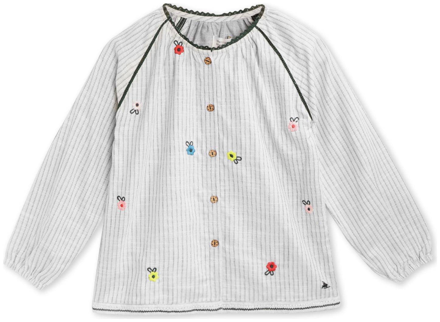 

Cherry Crumble By Nitt Hyman Girl Cotton Striped Top - Grey
