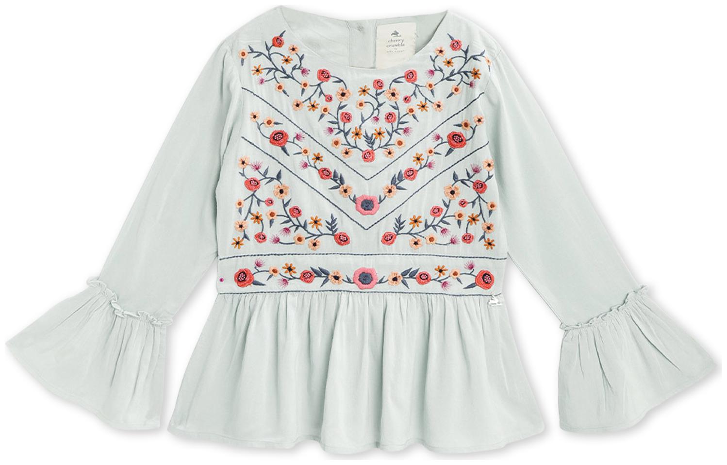 

Cherry Crumble Asian Detailed Top White