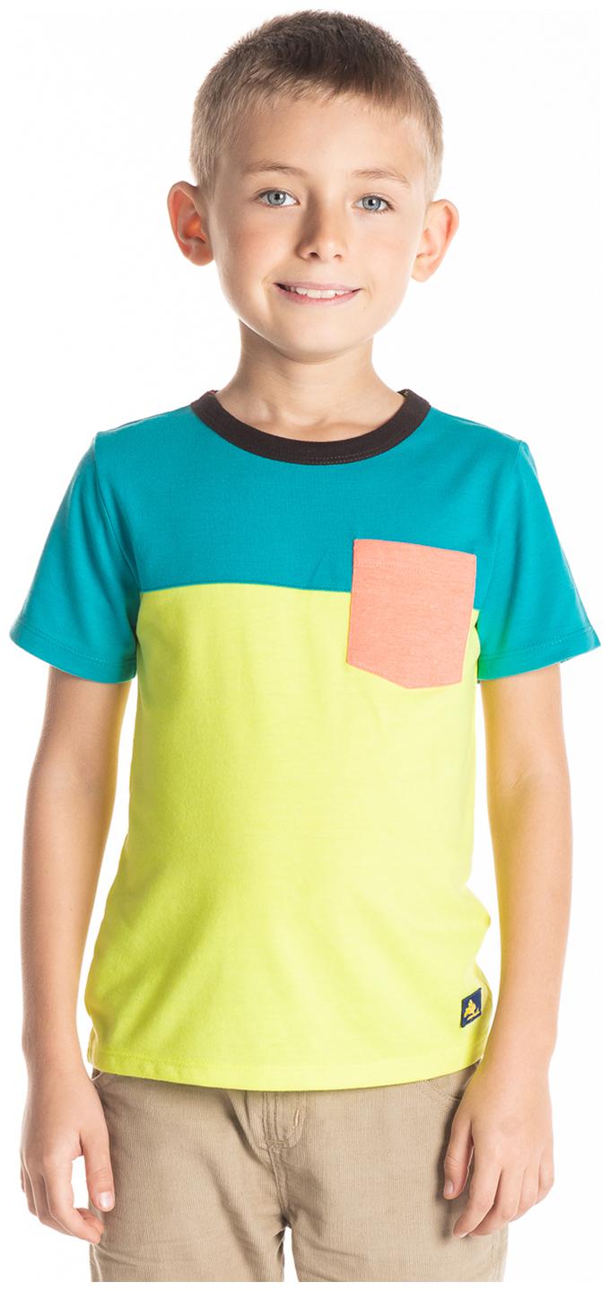 

Cherry Crumble By Nitt Hyman Boy Cotton Colorblocked T-shirt - Blue Yellow