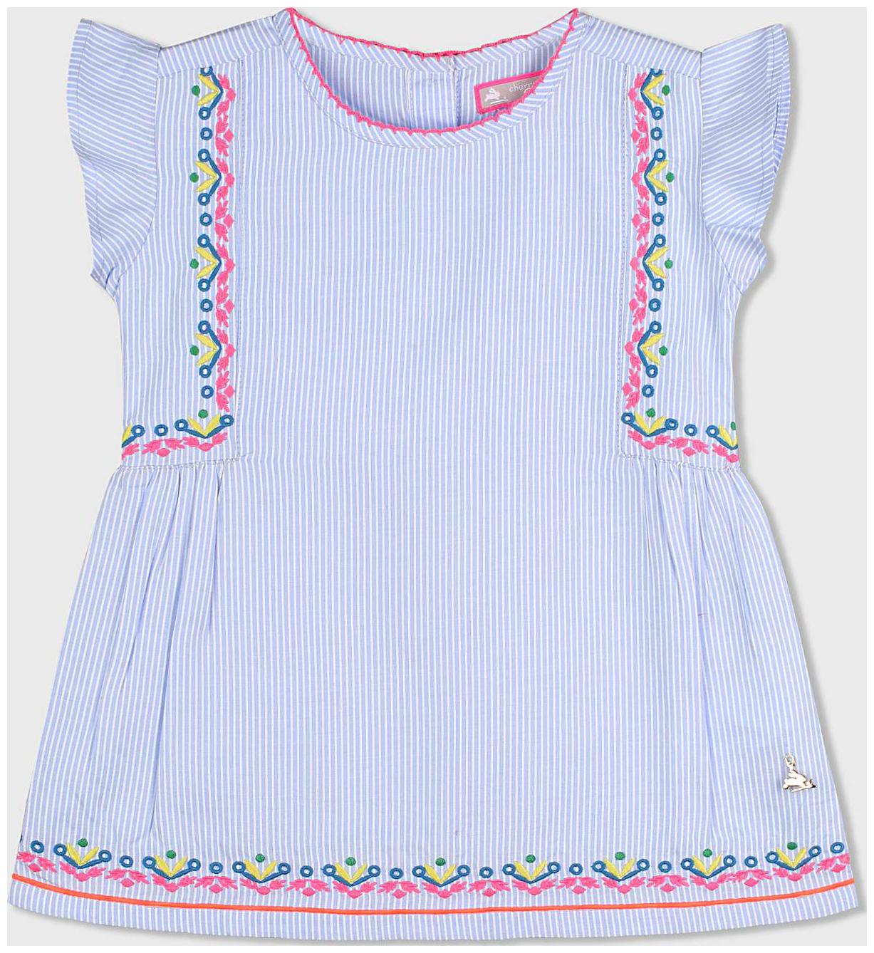 

Cherry Crumble By Nitt Hyman Girl Cotton Solid Top - Blue