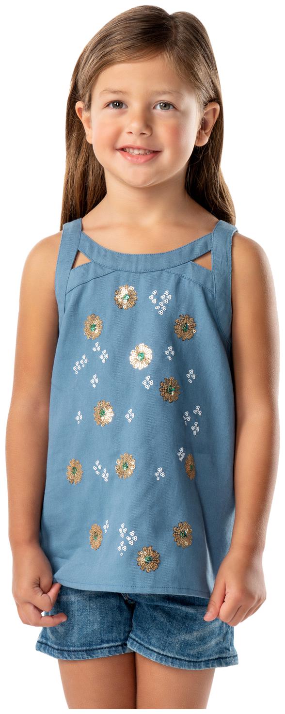 

Cherry Crumble By Nitt Hyman Girl Cotton Solid Top - Blue