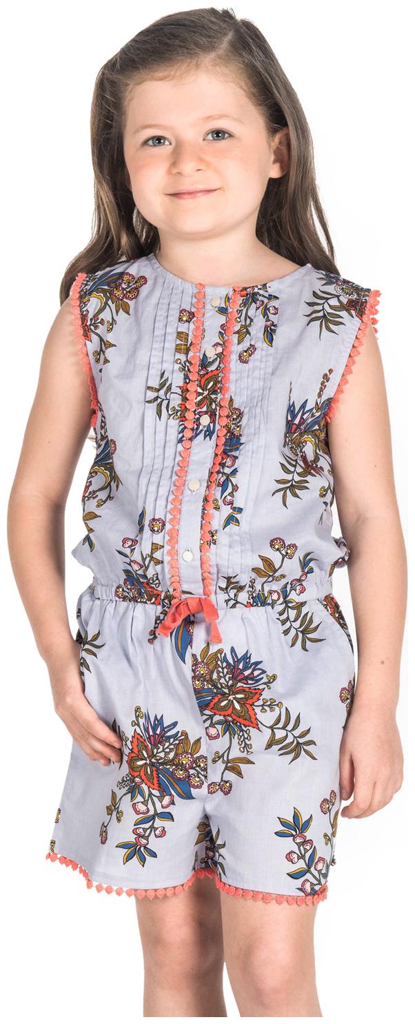 

Cherry Crumble By Nitt Hyman Baby girl Cotton Floral Romper - Blue