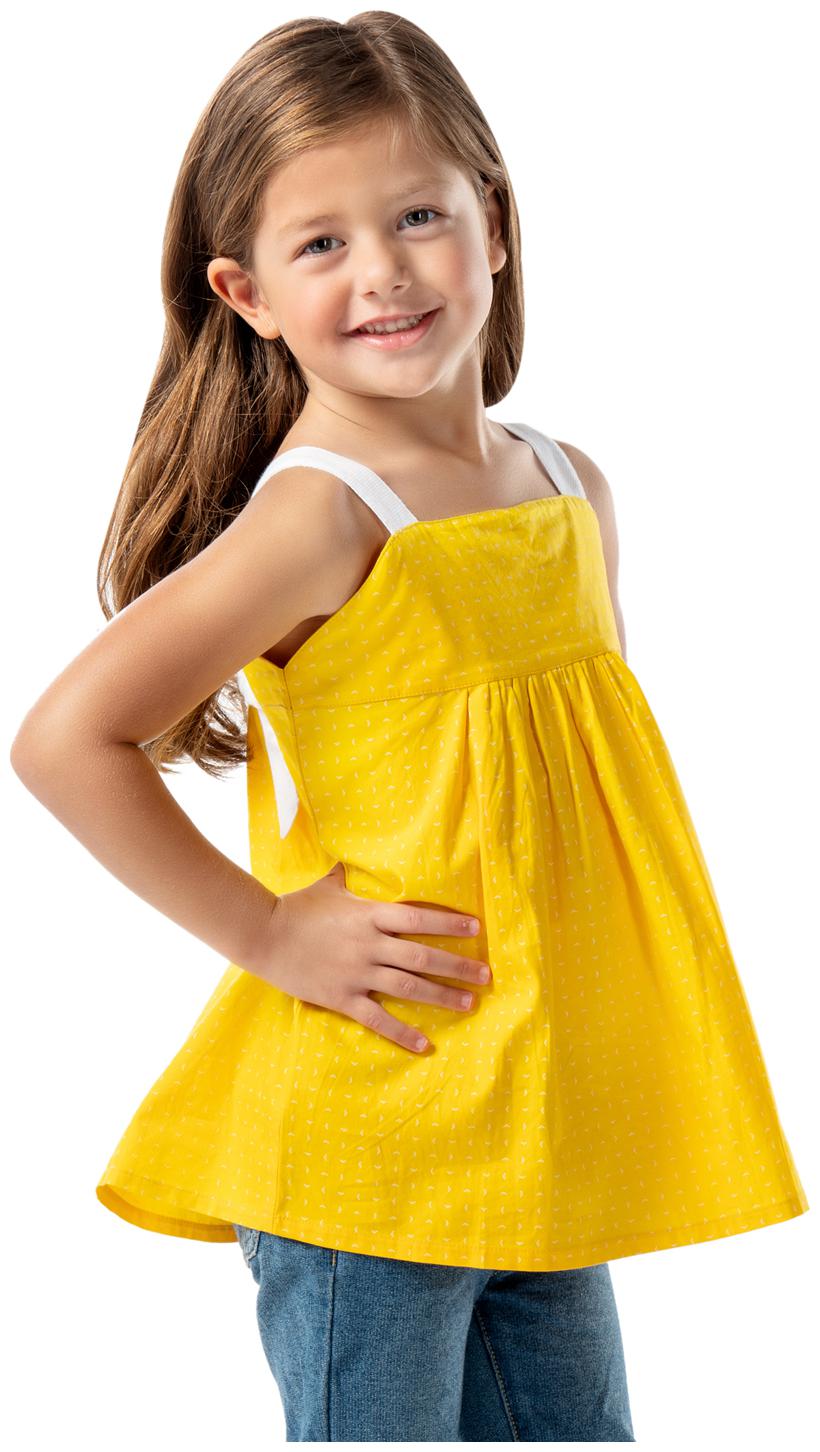 

Cherry Crumble By Nitt Hyman Girl Cotton Self design Top - Yellow
