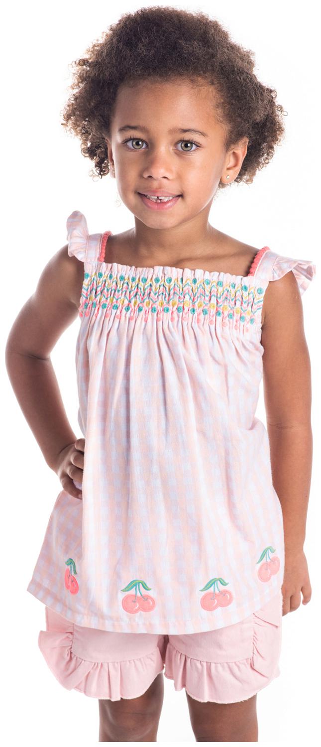 

Cherry Crumble By Nitt Hyman Cotton Checked Top for Baby Girl - Pink