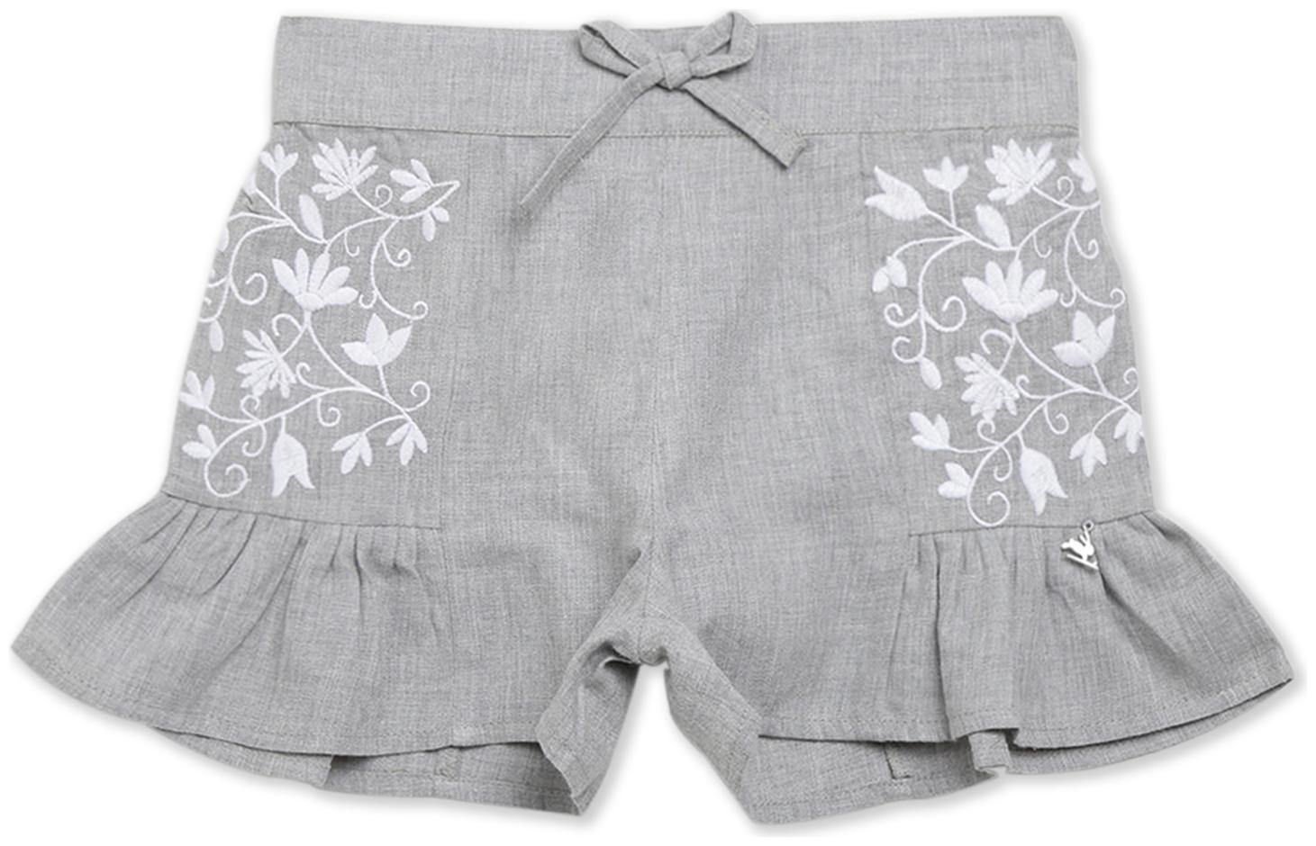 

Cherry Crumble By Nitt Hyman Girl Cotton blend Embroidered Cargo shorts - Grey
