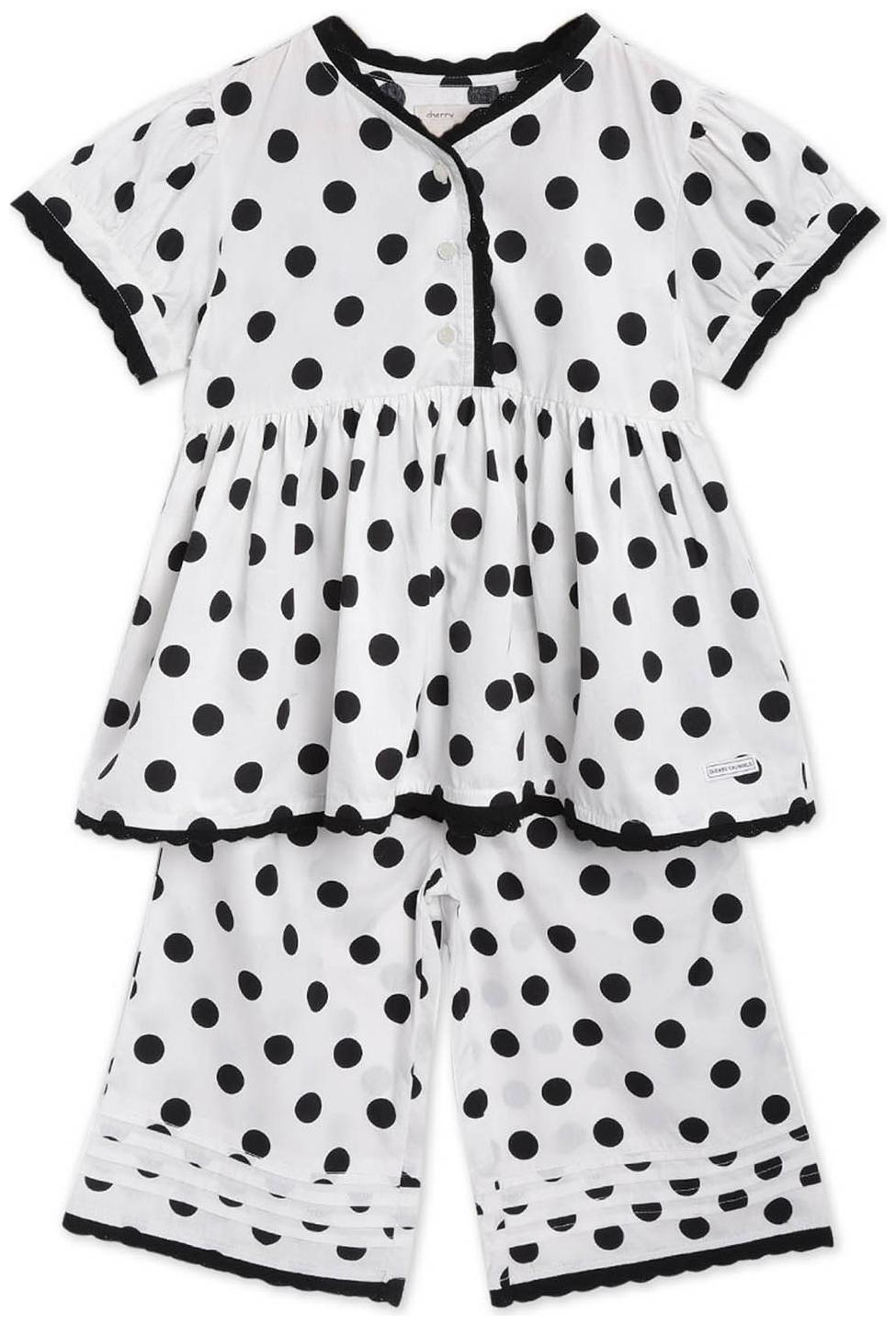 

Cherry Crumble By Nitt Hyman Baby girl Top bottom set - White