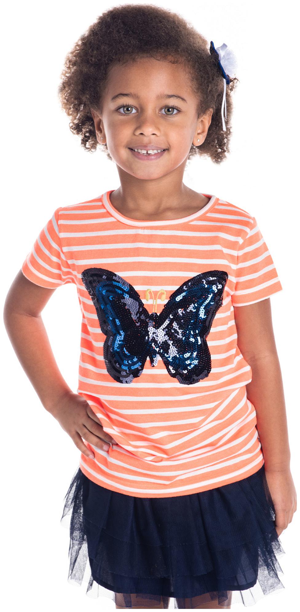 

Cherry Crumble By Nitt Hyman Girl Cotton Striped T shirt - Orange