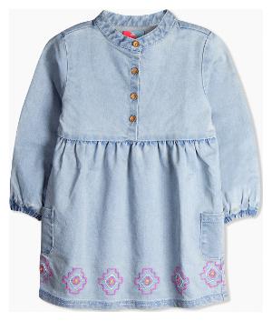 

Cherry Crumble By Nitt Hyman Baby girl Cotton Solid Off shoulder frock - Blue