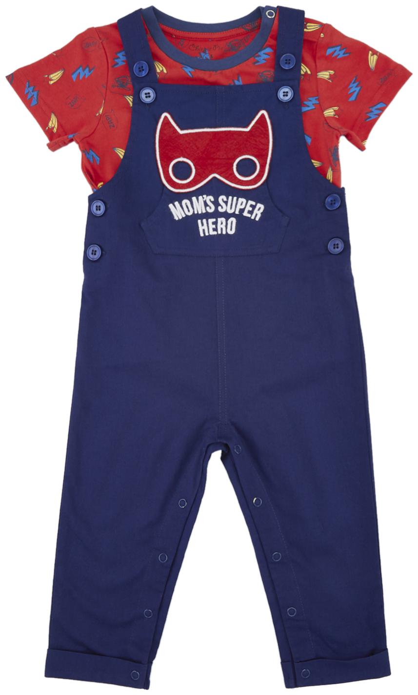 

Chirpie Pie by Pantaloons Cotton Baby Boys Dungaree Top Blue Red Color