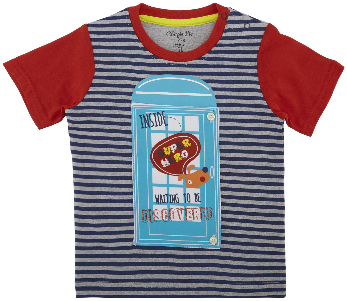 

Chirpie Pie by Pantaloons Cotton Striped T shirt for Baby Boy - Multi