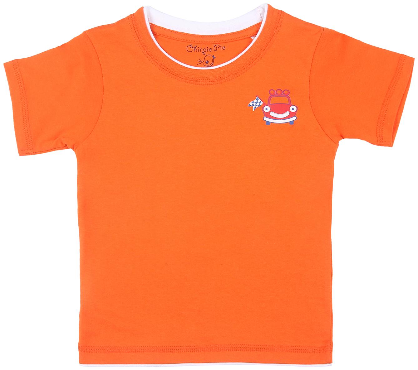 

Chirpie Pie by Pantaloons Cotton Solid T shirt for Baby Boy - Orange